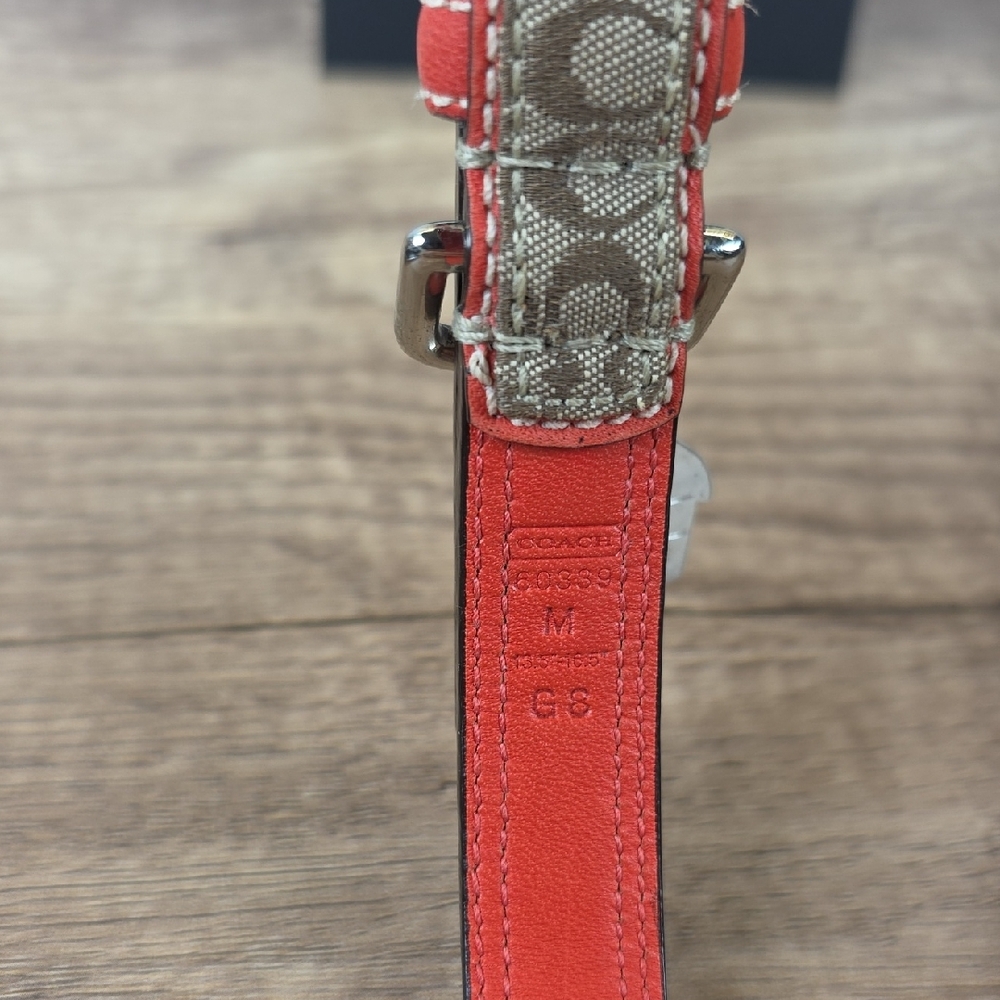 Coach Size M 60339 Red and Brown Signature Dog Collar Charm - Picture 5 of 7